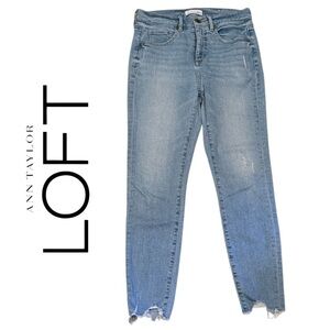 Loft Distressed High Waist Skinny Jeans Raw Hems Sz 4/27